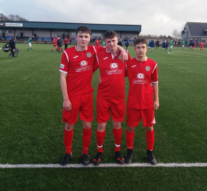 Welsh Schools Under 18 trio Alaric Jones, Jack Wilson and Ben Fawcett proudly flying flag for Pembrokeshire.